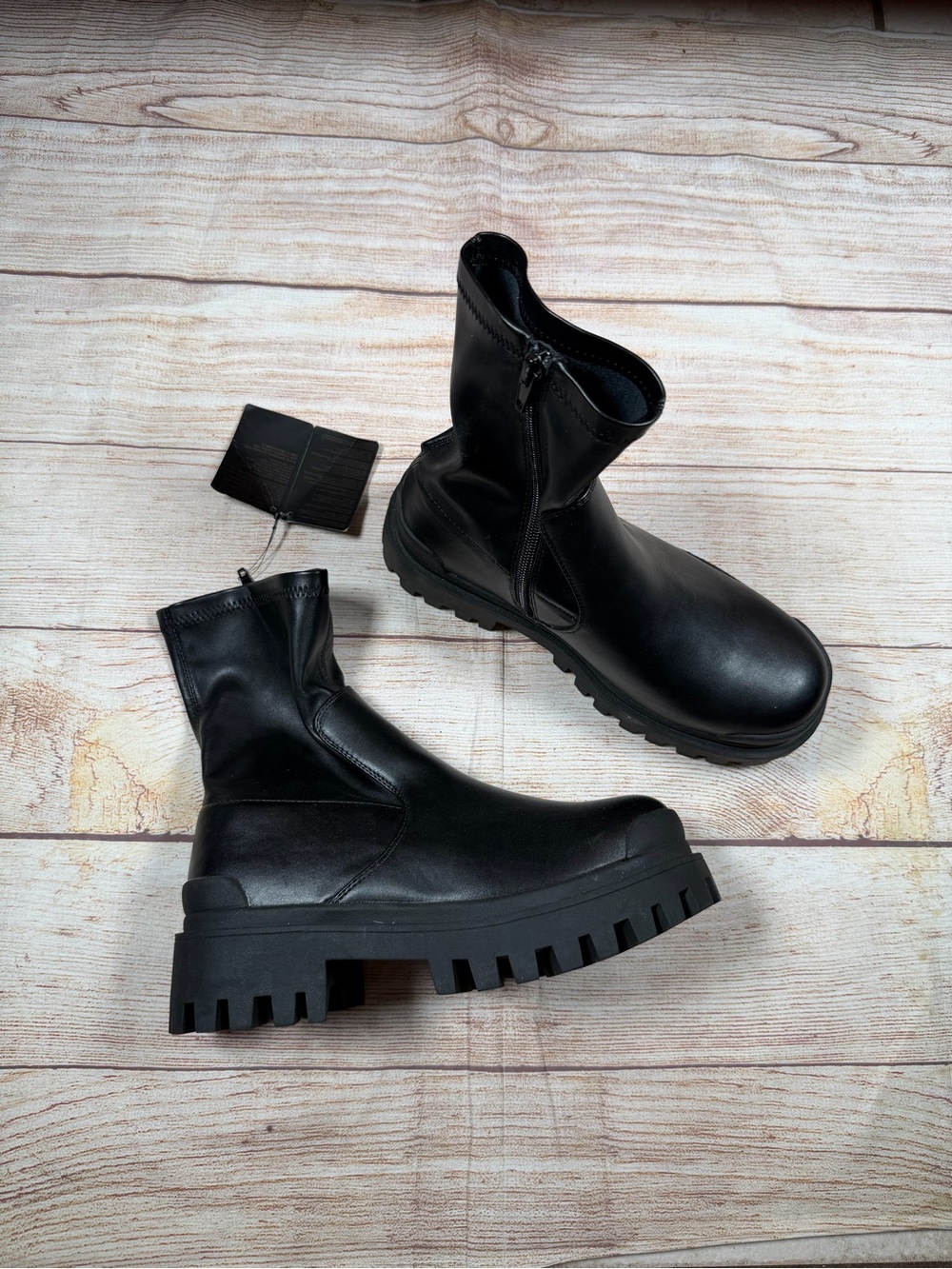 NWT Y2K Inspired Goth‎ Black Chunky Platform Lug Some Zip Ankle Boots - Women